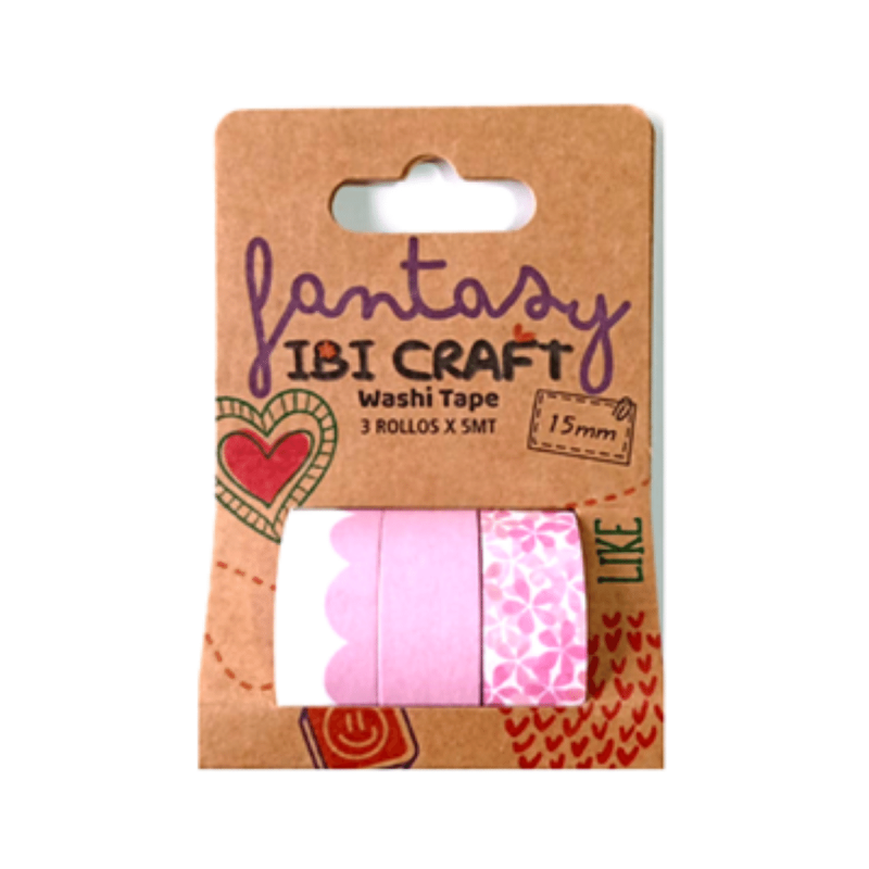Ibi Craft Cinta Washi Tape X 5mts. X 3uds. pink