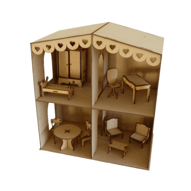 Mdf Casa Mini C/muebles Sin Balcon